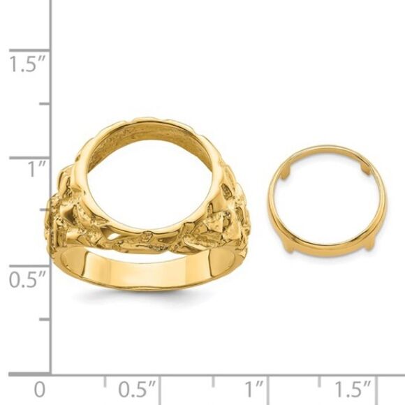 14k Gold Nugget Coin Bezel Ring (coin not included) - Picture 9 of 9